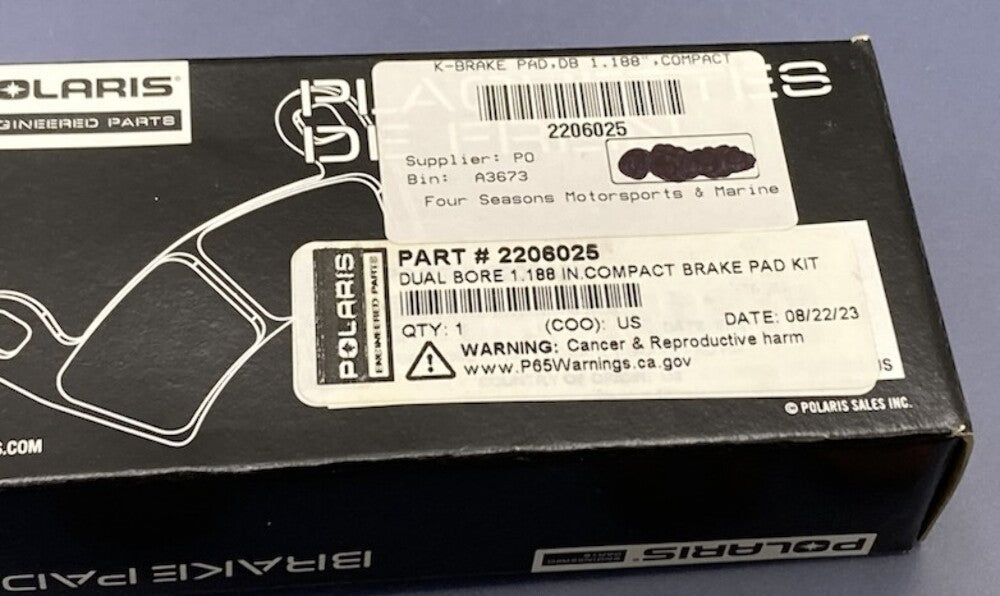 Polaris 2206025 K-Brake, Pad, Db, 1.188", Compact Kit New Genuine