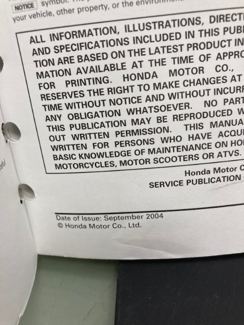 Honda 61MBW54 CBR600F4i '01-'06 Service Manual Genuine