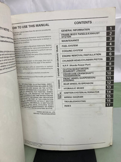 Honda 61KZ451 CR125R '98-'99 Service Manual Genuine