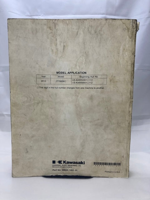 Kawasaki 99924-1451-31 Ultra LX Jet Ski Service Manual 2011 Genuine