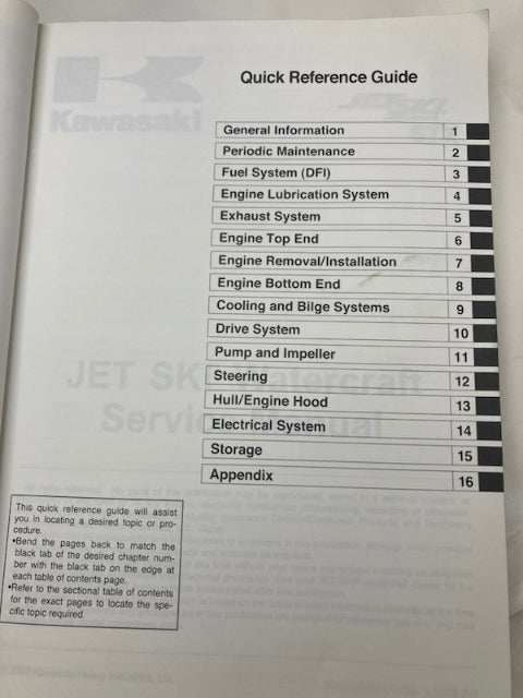 Kawasaki 99924-1420-01 STX Jet Ski Service Manual 2008 Genuine