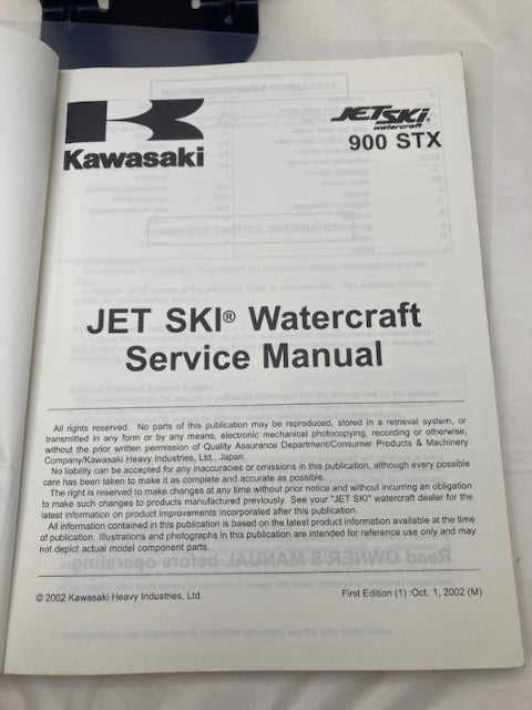 Kawasaki 99924-1313-01 900 STX Jet Ski Service Manual 2002 Genuine