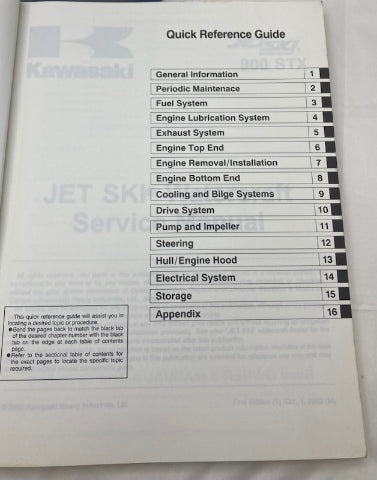 Kawasaki 99924-1313-01 900 STX Jet Ski Service Manual 2002 Genuine
