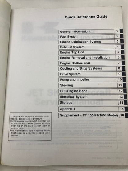 Kawasaki 99924-1256-02 1100 STX D.I. Jet Ski Service Manual 2000 Genuine