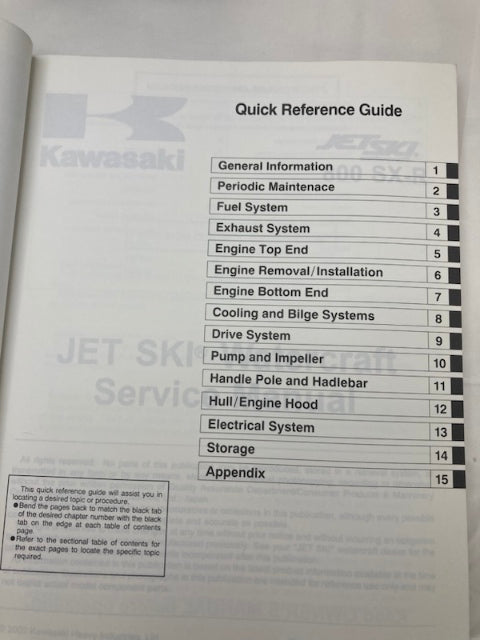 Kawasaki 99924-1314-01 800 SX-R Jet Ski Service Manual 2002 Genuine