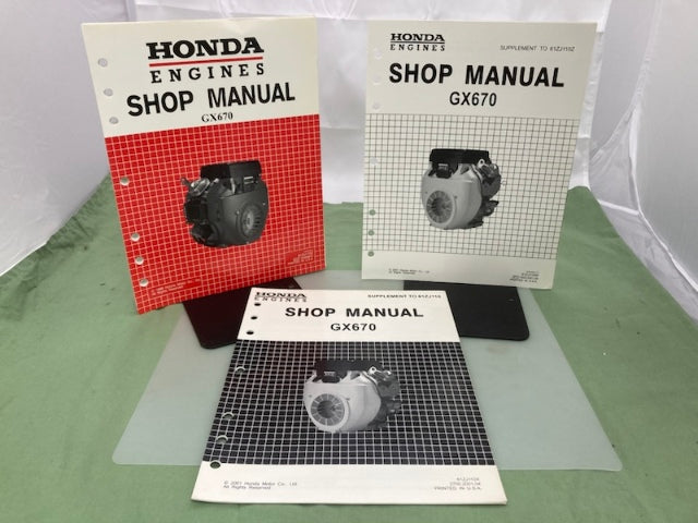 Honda 61ZJ110Z GX670 Engine Shop Manual '99 w/ 61ZJ110W Supplements '01 Genuine