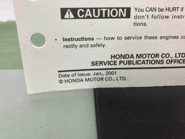 Honda 61ZJ110Z GX670 Engine Shop Manual '99 w/ 61ZJ110W Supplements '01 Genuine