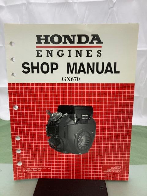Honda 61ZJ110Z GX670 Engine Shop Manual '99 w/ 61ZJ110W Supplements '01 Genuine