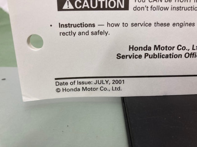 Honda 61ZJ110Z GX670 Engine Shop Manual '99 w/ 61ZJ110W Supplements '01 Genuine