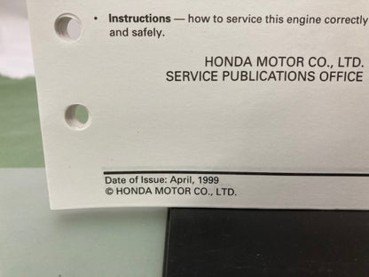 Honda 61ZJ410 GXV610K1 GXV620K1 Engine Shop Manual 1999 Genuine