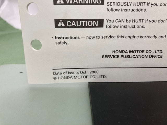 Honda 61ZJ110 GX610K1 GX620K1 Engine Shop Manual '99 w/ Supplements Genuine