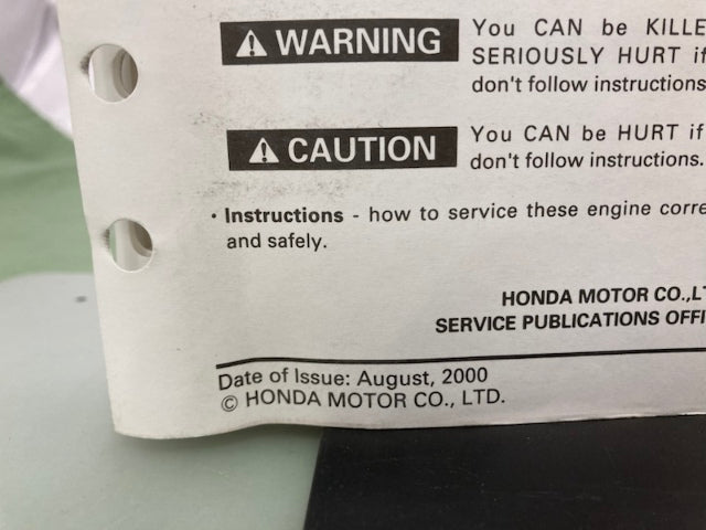 Honda 61Z0A00 GCV520 GCV530 Engine Shop Manual '00 w/ Supp 61Z0A00Z 2001 Genuine