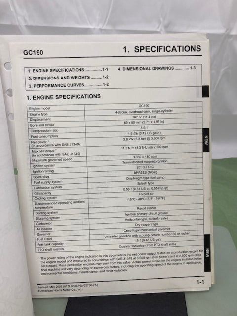 Honda 61ZL800 GC135 GC160 Engine Shop Manual '97 w/ Supp 61ZL800Z '03 Genuine