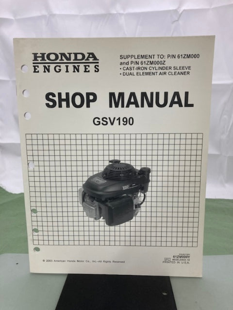 Honda 61ZM000 GCV135 GCV160 Engine Shop Man '97 w/ Supps 61ZM000Z/Y '03 Genuine