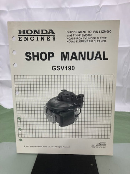 Honda 61ZM000 GCV135 GCV160 Engine Shop Man '97 w/ Supps 61ZM000Z/Y '03 Genuine