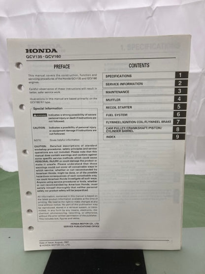 Honda 61ZM000 GCV135 GCV160 Engine Shop Man '97 w/ Supps 61ZM000Z/Y '03 Genuine