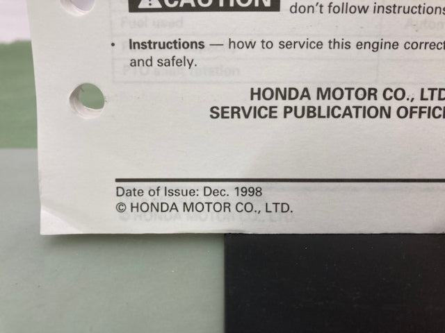 Honda 61ZM700 GXH50 Shop Manual 1998 Genuine