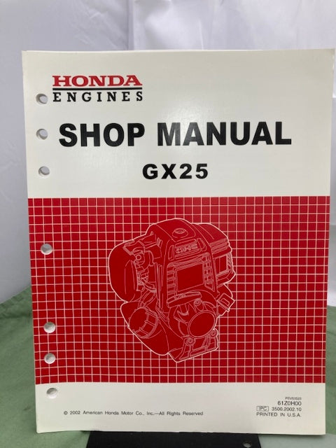 Honda 61Z0H00 GX25 Engine Shop Manual 2002 w/ Supplement 61Z0H00Z 2003 Genuine