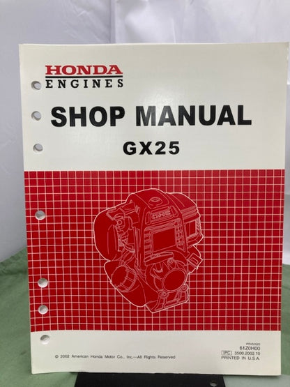 Honda 61Z0H00 GX25 Engine Shop Manual 2002 w/ Supplement 61Z0H00Z 2003 Genuine