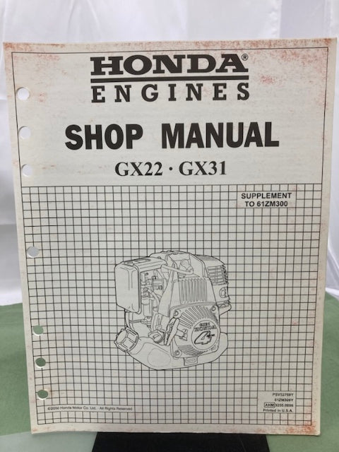 Honda 61ZM300 GX22 GX31 Engine Shop Manual '97 w/ Supps 61ZM300Z/Y 2000 Genuine