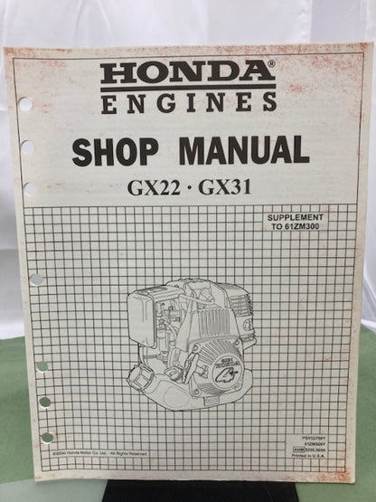 Honda 61ZM300 GX22 GX31 Engine Shop Manual '97 w/ Supps 61ZM300Z/Y 2000 Genuine