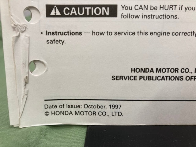 Honda 61ZM300 GX22 GX31 Engine Shop Manual '97 w/ Supps 61ZM300Z/Y 2000 Genuine