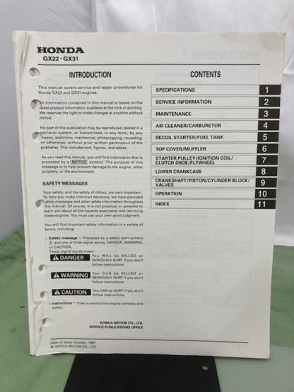 Honda 61ZM300 GX22 GX31 Engine Shop Manual '97 w/ Supps 61ZM300Z/Y 2000 Genuine
