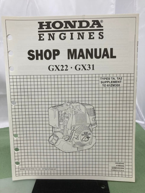 Honda 61ZM300 GX22 GX31 Engine Shop Manual '97 w/ Supps 61ZM300Z/Y 2000 Genuine