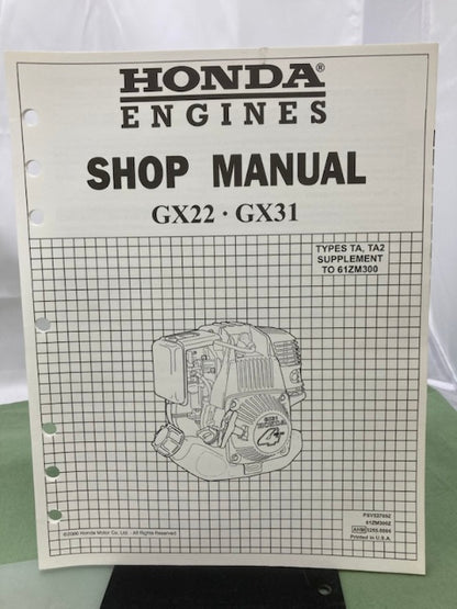 Honda 61ZM300 GX22 GX31 Engine Shop Manual '97 w/ Supps 61ZM300Z/Y 2000 Genuine