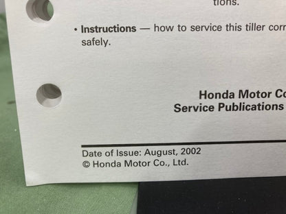 Honda 61V2000 FRC800 Tiller Shop Manual 2002 Genuine