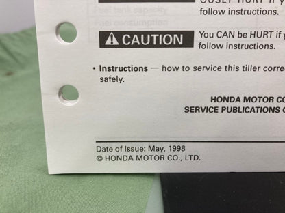 Honda 61V0800 FG400 FG50  Tiller Shop Manual 1998 Genuine