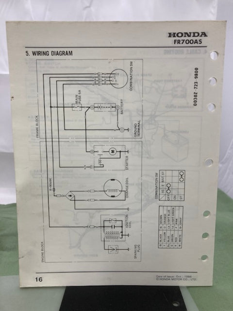 Honda 6172310 FR500 FR700 Tiller Shop Manual 1980 w/ Supplement 6172310Z Genuine