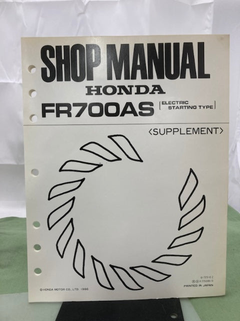 Honda 6172310 FR500 FR700 Tiller Shop Manual 1980 w/ Supplement 6172310Z Genuine