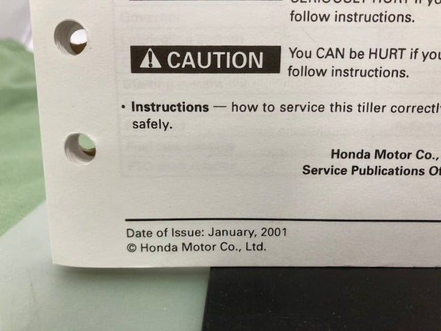 Honda 61V1400 F220 Tiller Shop Manual 2001 Genuine