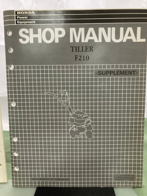 Honda 6173700 F210 Tiller Shop Manual '84 w/ Supplement 6173700Y '93 Genuine