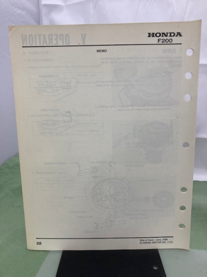 Honda 6172900 F200 Tiller Shop Manual 1980 Genuine