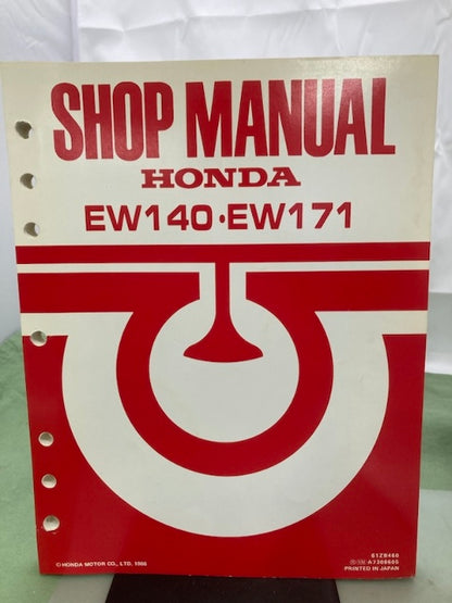 Honda 61ZB460 EW140 EW171 Generator Shop Manual 1986 w/ Supplements Genuine