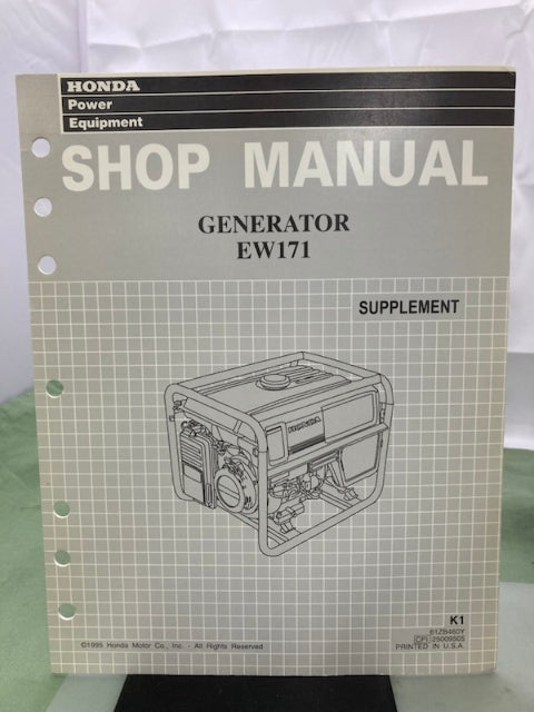 Honda 61ZB460 EW140 EW171 Generator Shop Manual 1986 w/ Supplements Genuine