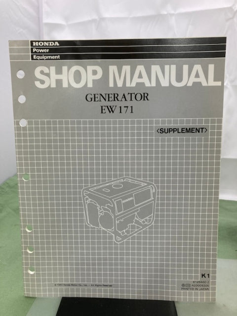 Honda 61ZB460 EW140 EW171 Generator Shop Manual 1986 w/ Supplements Genuine