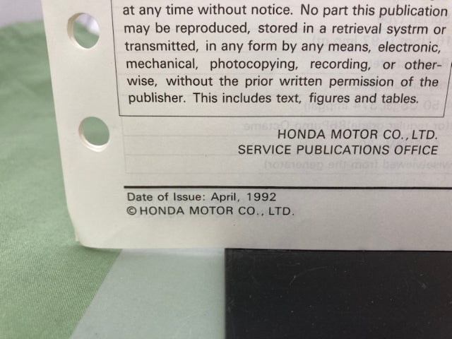 Honda 61ZB460 EW140 EW171 Generator Shop Manual 1986 w/ Supplements Genuine