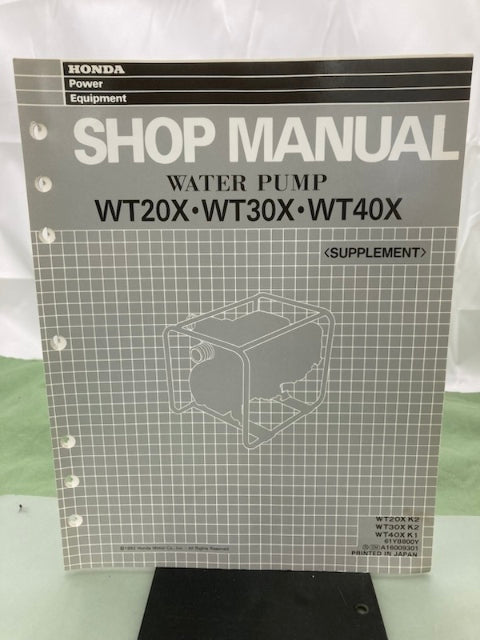 Honda 61YB800 WT20X WT30X K1 Water Pump Shop Manual '86 w/ Supplements Genuine