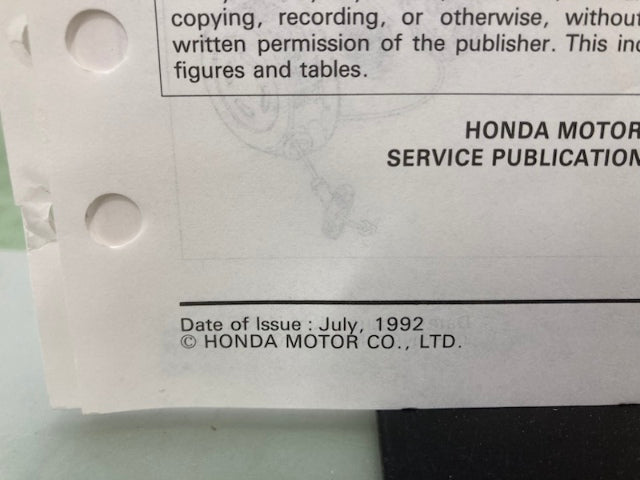 Honda 61YB800 WT20X WT30X K1 Water Pump Shop Manual '86 w/ Supplements Genuine