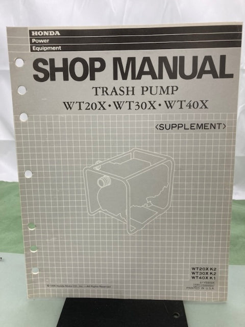 Honda 61YB800 WT20X WT30X K1 Water Pump Shop Manual '86 w/ Supplements Genuine