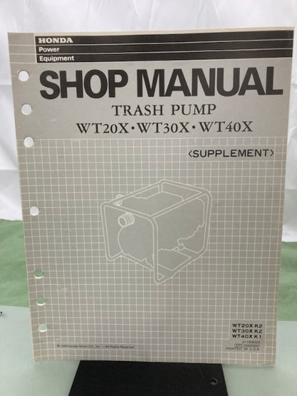 Honda 61YB800 WT20X WT30X K1 Water Pump Shop Manual '86 w/ Supplements Genuine