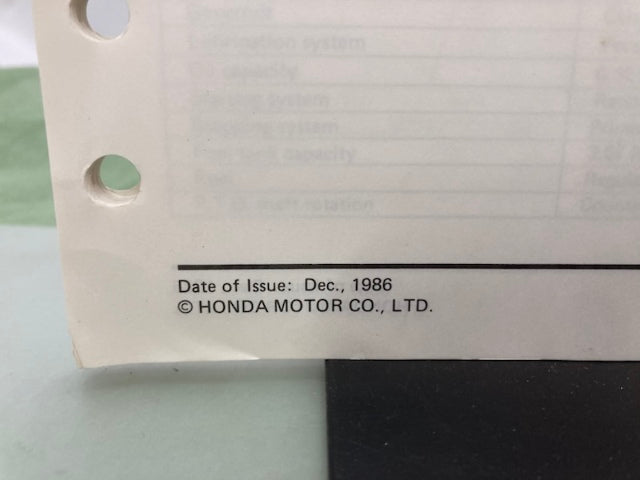 Honda 61YB800 WT20X WT30X K1 Water Pump Shop Manual '86 w/ Supplements Genuine