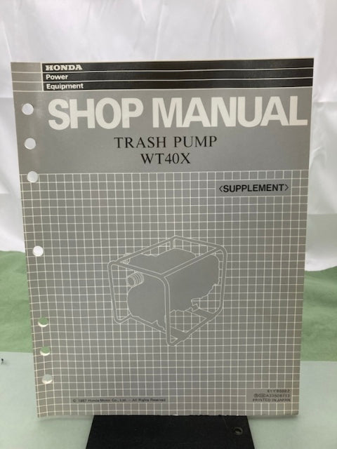 Honda 61YB800 WT20X WT30X K1 Water Pump Shop Manual '86 w/ Supplements Genuine
