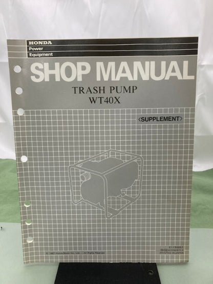 Honda 61YB800 WT20X WT30X K1 Water Pump Shop Manual '86 w/ Supplements Genuine