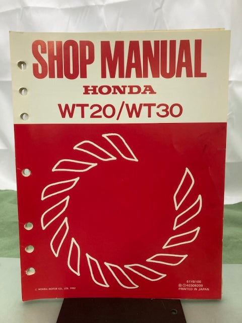 Honda 61YB100 WT20 WT30 Water Pump Shop Manual 1982 w/ 2007 Revisions Genuine