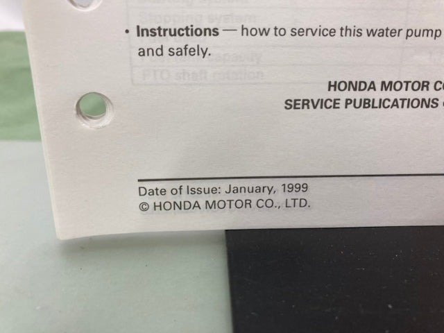 Honda 61YEO600 WMP20X Multi-Purpose Pump Shop Manual 1992 Genuine