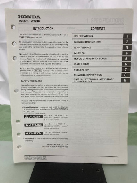 Honda 61YEO600 WMP20X Multi-Purpose Pump Shop Manual 1992 Genuine